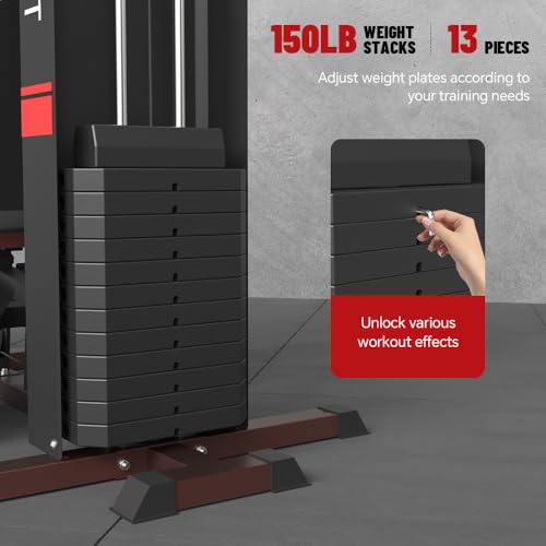 Home-Gym-Multifunctional-Home-Gym-Station-Home-Gym-Exercise-Equipment-with-150LBS-Weight-Stack-Full-Body-Strength-Training-Workout-Equipment-for-Leg-Press-LAT-Pull-Down-Chest-Presses Home Gym Multifunctional Home Gym Station Home Gym Exercise Equipment with 150LBS Weight Stack Full Body Strength Training Workout Equipment for Leg Press LAT Pull Down Chest Presses