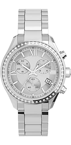 Chronographe 38mm Timex Standard pour femme, boîtier et bracelet argentés haute finition