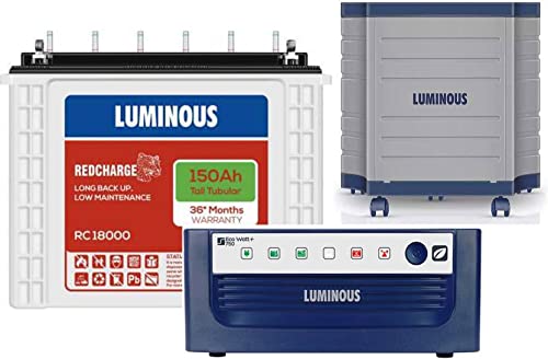 LUMINOUS RedCharge RC18000 150Ah Tall Tubular Battery with Eco Watt+750VA with TX100L Trolly Tubular Inverter Battery (150Ah)