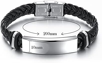 Print Maniacs Bracelet Mens Personalised Fathers Day Gift Engraved ID Him Birthday Leather Name ID Medical Bracelet Emergency Diabetes Allergies Alert Unisex For Him