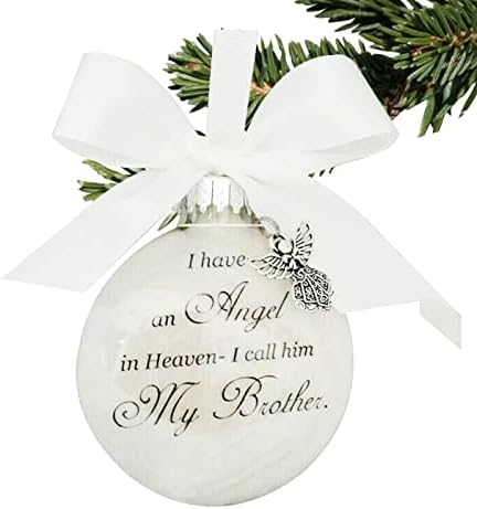 Timpfee Christmas Memorial Baubles Ornaments Feather Ball I Have an Angel in Heaven With Small Angel Christmas Bauble Ornament, Mum Dad Hanging Decoration