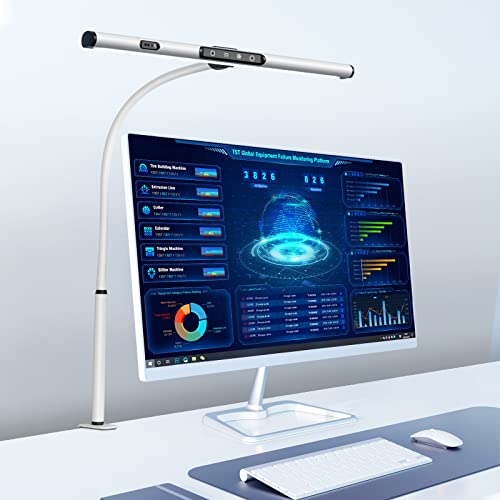 EYOCEAN Lampe de bureau, lampe de bureau LED à détection de gestes pour la maison, le bureau, lampe de bureau 12 W la plus lumineuse avec pince pour écran/maison, blanc Cover
