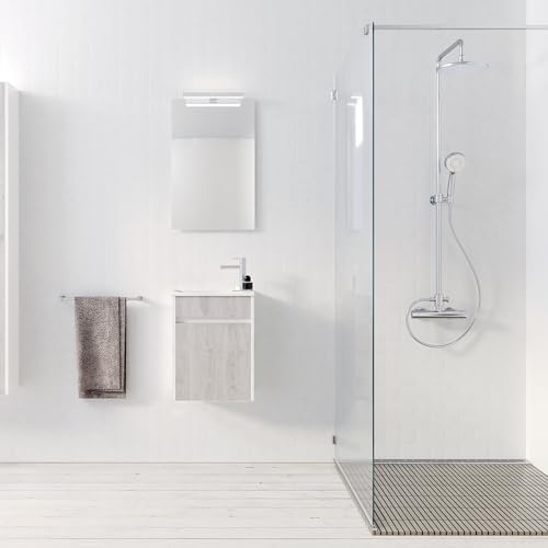 Meuble Lave Mains Mini 40x50x22 Cm - Gris Et Blanc