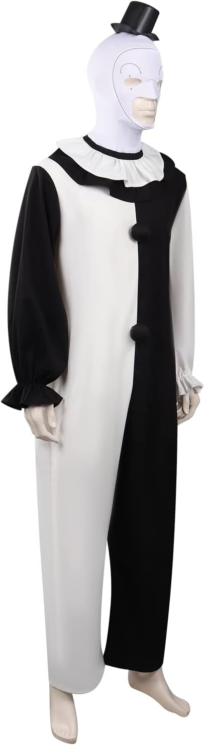 Feeriay Art Clown Cosplay Costume Outfits the Killer Art Clown Jumpsuit Bodysuit Headgear for Halloween - Image 4