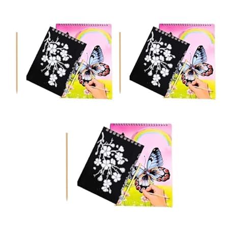 Magic Scratch Note Book Rainbow Art Craft Kit Mini Educational Drawing Pad Toy Best Birthday Return Gifts for Kids Boys Girls(5.5 x 4 inch) Pack of 5