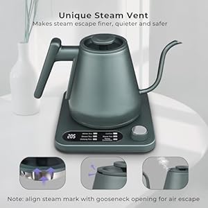 Gooseneck electric kettle custom temperature control1200 w fast boil 2h auto keep warm real time temp display precise pouring pour over coffee kettle tea kettle stainlee steelgreen  urban country home decor
