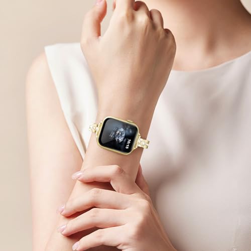 Image of VISOOM Bracelet Compatible for Series 11 /10 /9 /8 /se Apple Watch Band 46 /45 /44 /42 /41 /40 /38mm Series 7 /SE Women Dressy Luxury Wristband Jewelry Metal Watch Strap for iWatch Series 6 /5 /4 /3 /2 /1