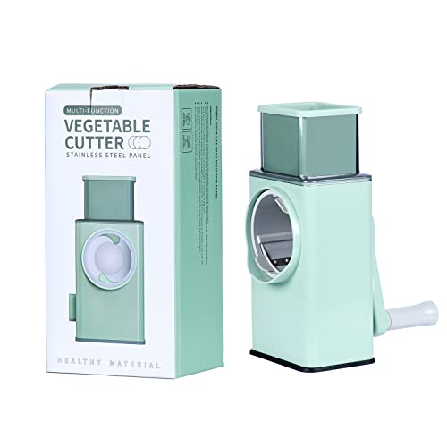 Potato Slicer Upgraded Hand Crank Vegetable Cutter Rotary Cheese Graters Multifunctional Chopper Veget Shredders Fruit Kitchen Tool With 3 Stainless Steel Drum Blades For Vegetables（Green） #TOP5