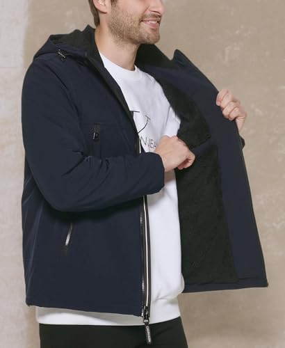 Image of Calvin Klein Men's Winter Coats - Sherpa-lined Hooded Soft Shell Jacket