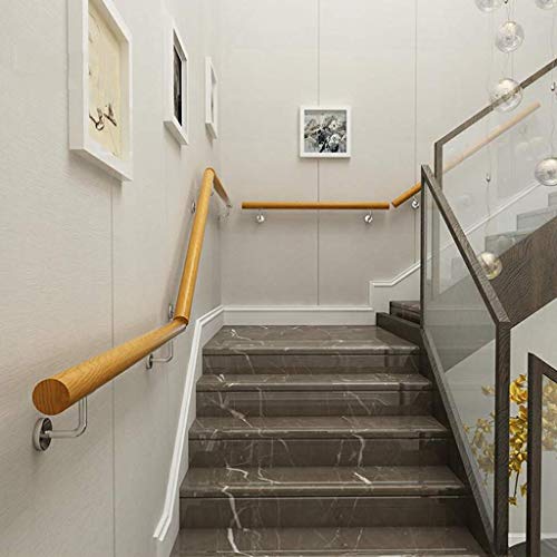 Main courante escalier kit rampe bois support inox poignee - 4
