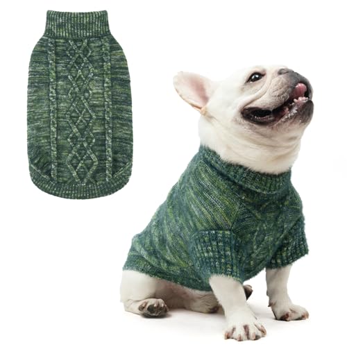 KOOLTAIL Dog Sweater, Fuzzy Thick Super Soft Warm Dog Christmas Sweater Turtleneck Pullover for Cold Weather, Knitted Fleece Pet Fall Clothes Coats for Small Medium Large Dogs Girls Boys, Green ML -  BJSJ127_GRNML
