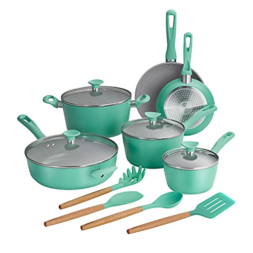 Tramontina Solara 14-Pc Ceramic Non Stick Pots and Pans Set with Lids