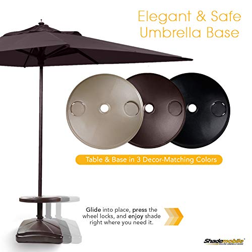 Shademobile Table Umbrella Base W/ Easy Rolling Outdoor Umbrella Stand (Up To 125Lb) Heavy Duty Universal Design For Weighted Commercial Patio & Deck Big Mobile Sun Shade W/ Hidden Wheels (Bronze) #TOP5