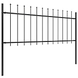 Tidyard Maschendrahtzaun Gartenzaun Zaun Zaun-Sets Komplettset Mit dekorativen Speerspitzen,Doppelflügel Doppelstabmattenzaun Zaunmatten Trennwand Mit 1 x Zaunelement und 2 x Pfosten,Schwarz