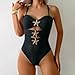DMMWCX Swimsuit Female Starfish-Decorated Hollowed-Out Pleated Patchwork One-Piece Swimsuit, Beachwear-White-L