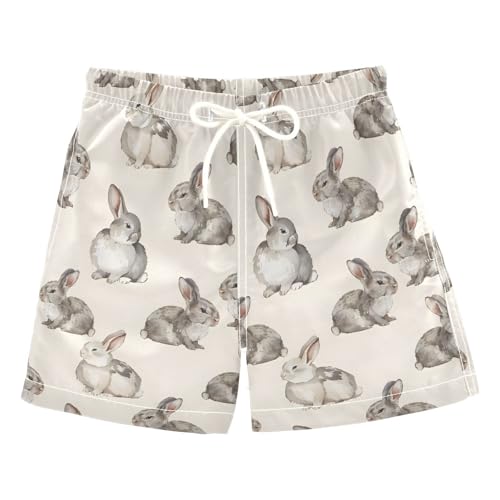 ALAZA Gray Rabbit Bunny Retro Boys Quick Dry Beach Board Shorts Kids Swim Trunks Bathing Suit Swimsuit 4T