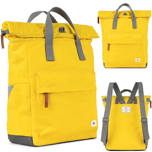 ORI LONDON Canfield Medium Nylon Rolltop Backpack, Mustard