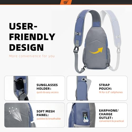 Image of SKYSPER Sling Bag RFID Crossbody Sling Backpack Cross Body Shoulder Bag Travel Hiking Daypack for Women Men(Periwinkle)