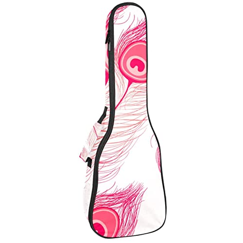 Sac ukulélé ténor et soprano rose motif paon étanche housse rembourrée