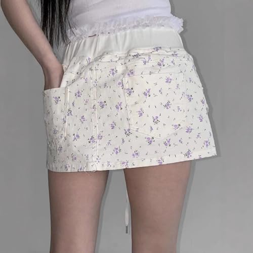 Floral Print Mini Drawstring Waist Casual Cargo Style Side Pockets Lightweight Summer Cute Trendy Skirts4