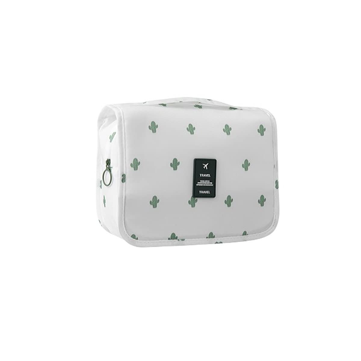 Hanging Toiletry Bag - Large Cosmetic Makeup Travel Organizer for Men & Women with Sturdy Hook (Cactus white)