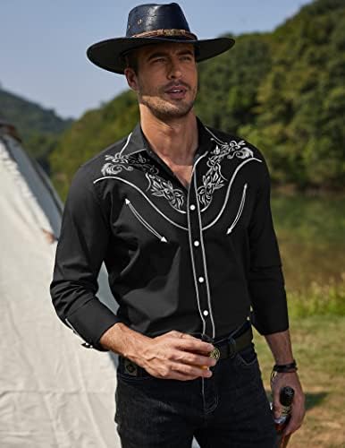 Coofandy Men's Cowboy Shirts Embroidered Rose Design Shirt Western Long  Sleeve Button Down Shirt : Amazon.co.uk: Fashion