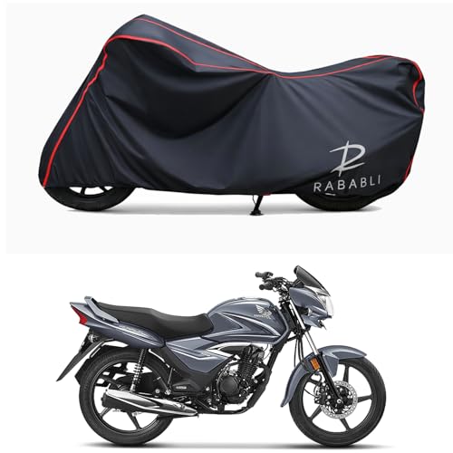 Image of Waterproof Bike Body Cover Compatible for | Honda CB Shine SP BS6 | Taffeta Fabric, Red Piping Design, Bottom Elastic Fit | Dustproof, Sun UV & Rain Protection for All Bikes