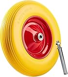 DIVID® Schubkarrenrad PU Vollgummiert, Ersatzrad, Pannensicher, Vollgummiereifen ⌀ 390mm Durchmesser auf stabiler Stahlfelge (Gelb)
