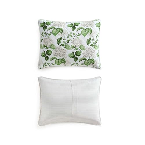 Image of Martha Stewart - King Quilt Set, 100% Soft Cotton Floral Bedding for Year Round Comfort, 3 Piece Bed Set with Matching Pillowcases (Hydrangea Floral Beige)
