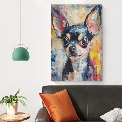 Cuadro de chihuahua emotivo en lienzo para llenar de alegría los dormitorios 4