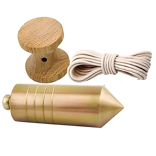 Bricoloco Plomada de albañil de acero cincado con nuez de madera y cuerda de nylon para trabajos de construcción, metalurgia, carpintería. (1500, Gramos)
