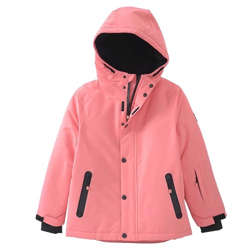Boys Girls Solid Windproof Hooded Outerwear Toddler Kids Thermal Long Sleeve Jacket Coat Fall Winter Ski Suit