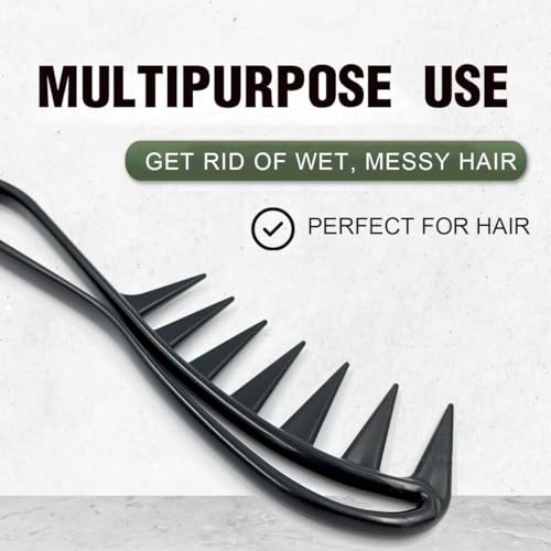 Image of Wide Tooth Comb for Curly, Wavy & Thick Hair - Detangling Comb for Wet & Dry Hair - Anti-Breakage, Softening Hair Tool for Men & Women