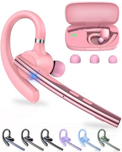 Image of New Bee Bluetooth Headset V5.1 72H Talk Time Dual Mic with Mute Button for Business, Wireless Hand-Free Bluetooth Earpiece with 500mAh Charging Case for Cell Phone Calls Trucker Driver Laptop