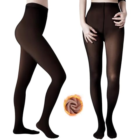 JTYKUYR 220g Fleece Lined Tights for Women Winter Fake Translucent Thermal Comfortable Party Stockings Cover