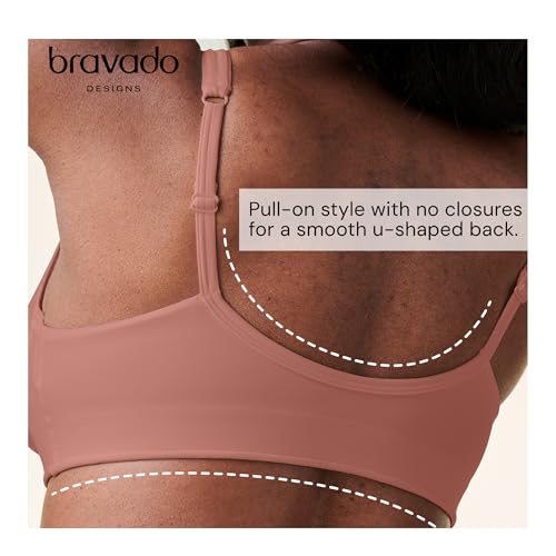 Image of Bravado Designs Ballet Seamless Crossover Maternity Nursing Bra for Breastfeeding, Pull Away Sleep Pregnancy Bra, Oeko-TEX Certified, Roseclay, XX-Large