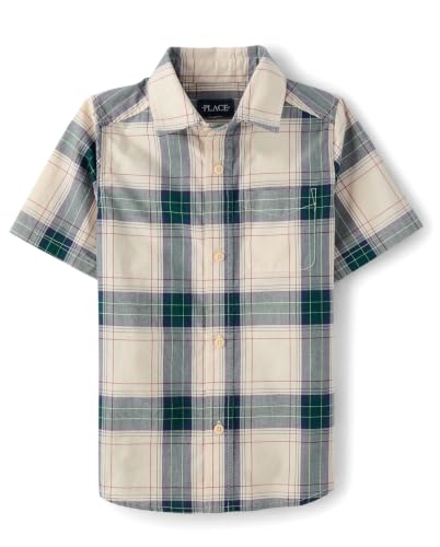 Image of The Children's Place Boys' Short Sleeve Poplin Button Down Shirt