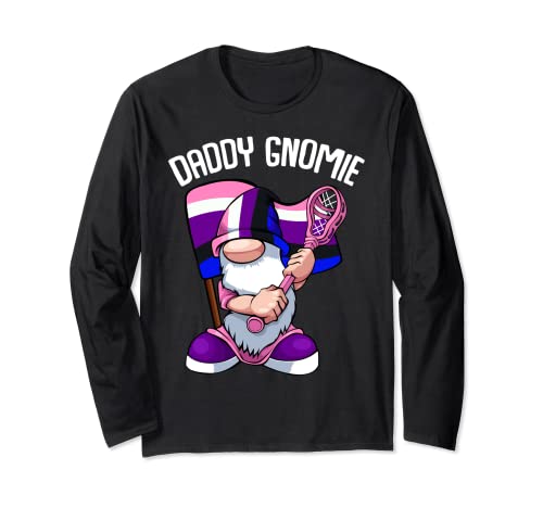 Lacrosse Daddy Gnome LGBT-Q Genderfluid Pride Flag Color Long Sleeve T-Shirt