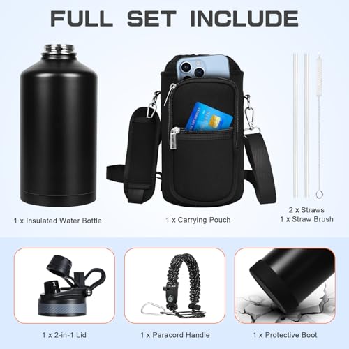 Image of GAZLEMHO 1 Gallon Water Bottle Insulated 128oz Stainless Steel Jug