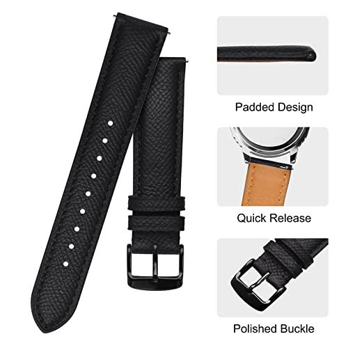 BISONSTRAP Watch Straps with Quick Release, Texture Leather Watchbands for Men Women, 18mm 20mm 22mm