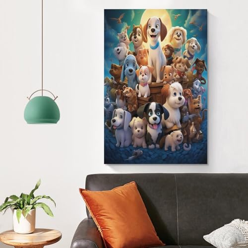 Décoration murale chiots 50x75cm pour grand mur vide