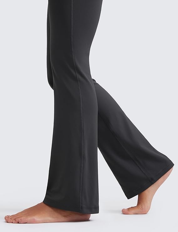 Women’s High-Waist Flare Yoga Leggings – Bootcut Workout Pants with Slimming Design, Tummy Control High Waisted Flared Leggings Pants Grey - Image 4