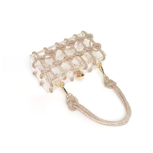 Image of Clear Acrylic Clutch, Glitter Rhinestone Purse Handbag with Bling Rope for Banquet Party (Champagne Gold, (L*W*H): 19cm*6cm*10cm /7.48 inch*2.36 inch*3.94 inch)