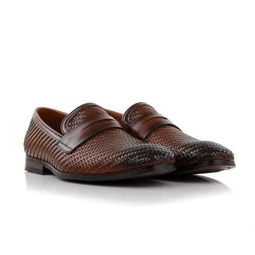 Image of Ferro Aldo Men's Classic Penny Loafers & Slip-On Dress Shoes | Woven, Floral, and Plaid Styles |