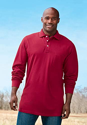 KingSize Men's Big & Tall Longer-Length Long Sleeve Shrink-Less Cotton Polo3