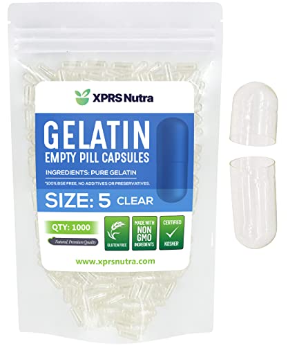 Image of XPRS Nutra Size 5 Empty Capsules - 1000 Count Very Small Clear Empty Gelatin Capsules - Pills DIY Capsule Filling - Fillable Pill Gel Caps for Do-It-Yourself Vitamin Supplements