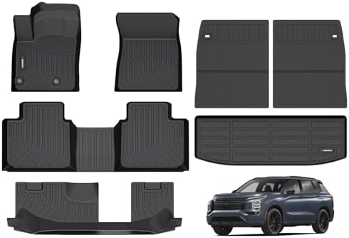 ANBINGO® Floor Mats & Backseat Cargo Liner for Mitsubishi Outlander 2022-2024 2025 (Not PHEV/Not Sport) Custom Fit Full Set, All Weather Car Accessories (Velcro Tape Fixed Backseat)