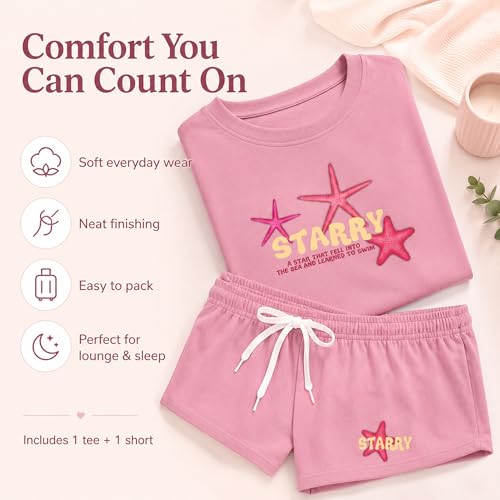 Image of SHODOX Womens Cotton Blend Printed Tshirt and Short Co-ords Set (Pack of 1)