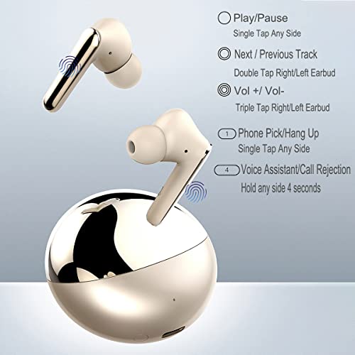 Wireless Earbuds, Bluetooth 5.3 In Ear Earphones Built In Hd Mic, Touch Control Bluetooth Headphones With Immersive Premium Sound, Wireless Ear Buds With Charging Case For Iphone Android (Rose Gold) #TOP2