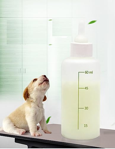 UQMIQURA Aufzuchtflasche Katze, Haustier Babyflasche Kit, Silikon Wasser Milch Flasche Silikon Babyflasche Neugeborene Pet Kleine Hunde Welpen Katze Milch Feeder mit Nippel Pinsel Set (60ml)